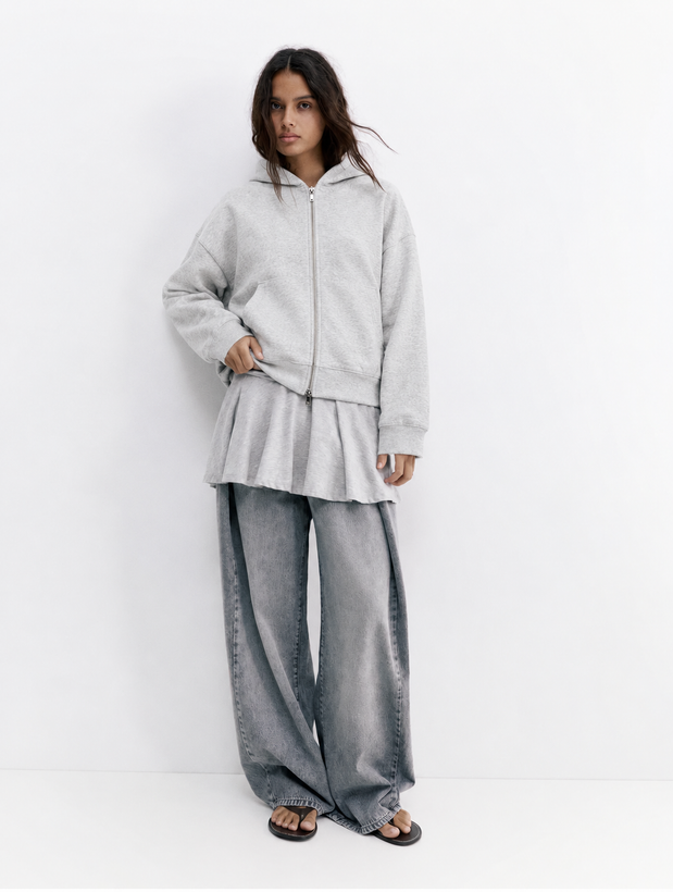 سویشرت باکسی ملانژ PULL&BEAR